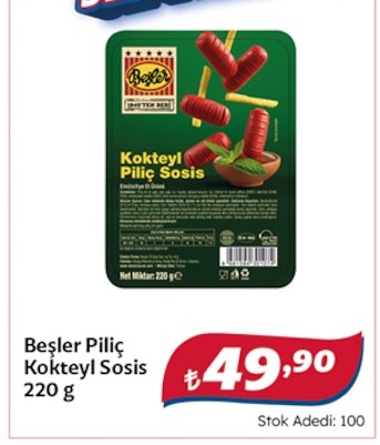 Beşler Pilic Kokteyl Sosis 220 G