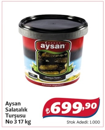 Aysan Salatalık Turşusu No 3 17 Kg