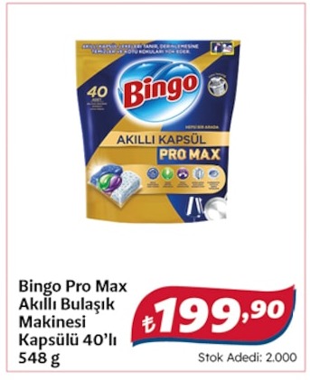 Bingo Pro Max Akıllı Bulaşık Makinesi Kapsülü 40'Lı 548G