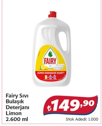 Fairy Sıvı Bulaşık Deterjanı Limon 2.600 Ml