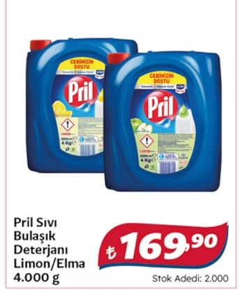 Pril Sıvı Bulaşık Deterjanı Limon/Elma 4.000 G