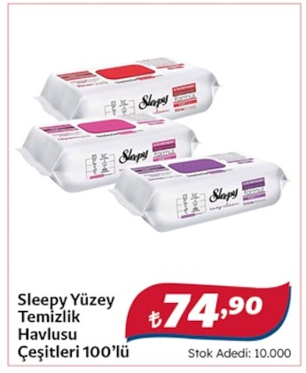 Sleepy Yüzey Temizlik Havlusu Çeşitleri 100'Lü