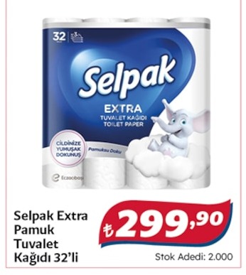 Selpak Extra Pamuk Tuvalet Kağıdı 32'Li