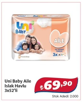 Uni Baby Aile Islak Havlu 3X52'Li