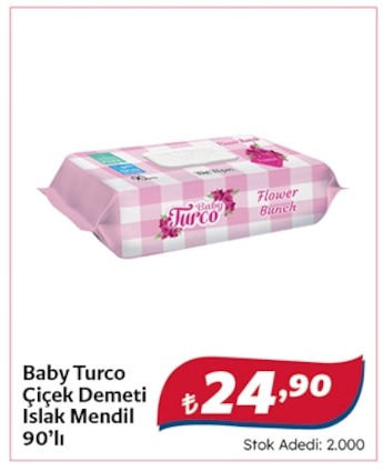 Baby Turco Çiçek Demeti Islak Mendil 90'Lı