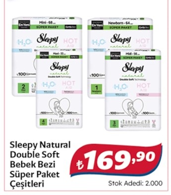 Sleepy Natural Double Soft Bebek Bezi Süper Paket