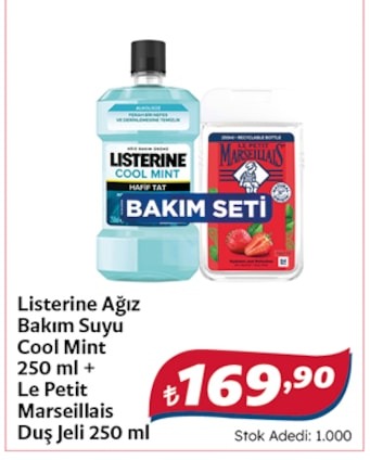Listerine Ağız Bakım Suyu Cool Mint 250 Ml + Le Petit Marseillais Duş Jeli 250 Ml