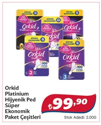 Orkid Platinum Hijyenik Ped Süper Ekonomik Paket Çeşitleri