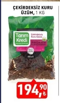 Tarım Kredi Çekirdeksiz Kuru Üzüm 1 Kg