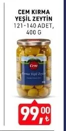 Cem Kırma Yeşil Zeytin 121-140 Adet 400 G