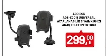 Addison Ads-Eco16 Universal Ayarlanabilir Siyah/Kirmizi Araç Telefon Tutucu