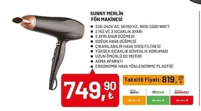 Sunny Merlin Fön Makinesi
