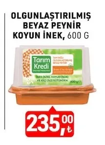 Tarım Kredi Olgunlaştırılmış Beyaz Peynir Koyun İnek 600 G