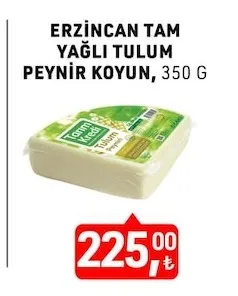 Tarım Kredi Erzincan Tam Yağlı Tulum Peynir Koyun 350 G