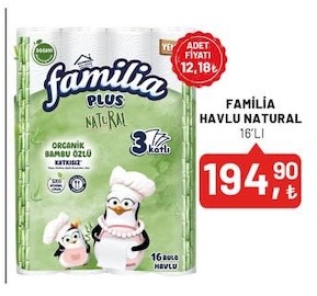 Familia Havlu Natural 16'Li
