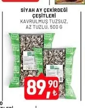 Siyah Ay Çekirdeği Çeşitleri Kavrulmuş Tuzsuz, Az Tuz. 500 G