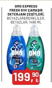 Omo Express Fresh Sıvı Çamaşır Deterjanı Çeşitleri, Beyazlar&Renkliler, Beyazlar, 1480 Ml