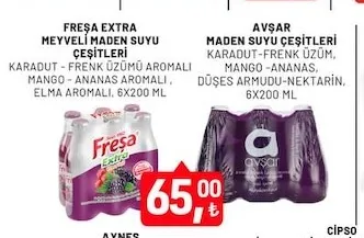 Freşa Extra Meyveli Maden Suyu Çeşitleri 6X200 Ml