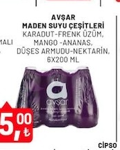Avşar Maden Suyu Çeşitleri 6X200 Ml