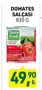 Tarım Kredi Domates Salçası 830 G