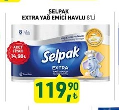 Selpak Extra Yağ Emici Havlu 8'Li