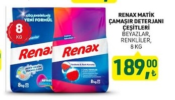 Renax Matik Çamaşır Deterjanı Çeşitleri 8 Kg