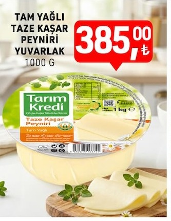 Tarım Kredi Tam Yağlı Taze Kaşar Peyniri Yuvarlak 1000 G