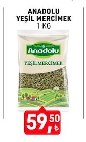 Anadolu Yeşil Mercimek 1 Kg