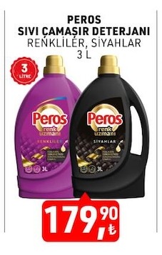 Peros Sıvı Çamaşır Deterjanı Renkliler, Siyahlar 3 L