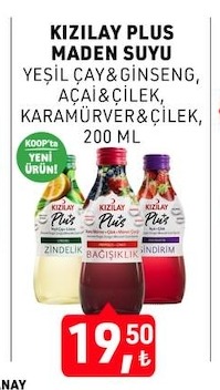 Kızılay Plus Maden Suyu Yeşil Çay&Ginseng, Acai&Çilek, Karamürver&Çilek 200 Ml
