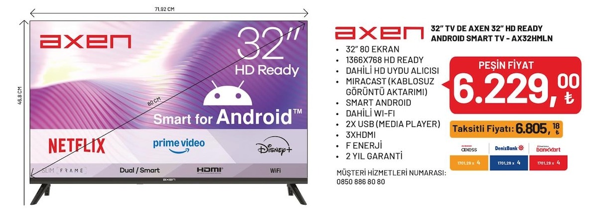 Axen 32' Tv De Axen 32' Hd Ready Android Smart Tv - Ax32Hmln