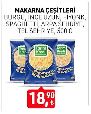 Makarna Çeşitleri Burgu, İnce Uzun, Fiyonk, Spaghetti, Arpa Şehriye, Tel Şehriye 500 G