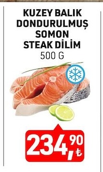 Kuzey Balık Dondurulmuş Somon Steak Dilim 500 G