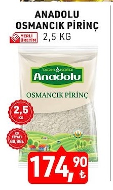 Anadolu Osmancık Pirinç 2,5 Kg