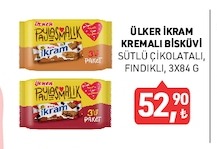 Ülker İkram Kremalı Bisküvi Sütlü Çikolatalı, Fındıklı 3X84 G