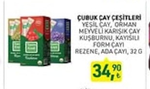 Çubuk Çay Çeşitleri Yeşil Çay, Orman Meyveli Karışık Çay Kuşburnu, Kayısılı Form Çayı Rezene, Ada Çayı 32 G
