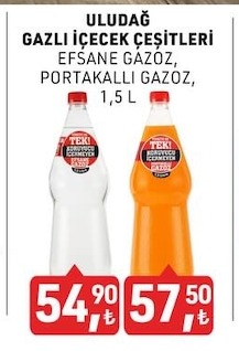 Uludağ Gazlı İçecek Çeşitleri Efsane Gazoz, Portakallı Gazoz 1,5 L