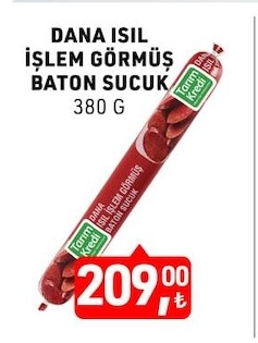 Dana Isil Işlem Görmüş Baton Sucuk 380 G