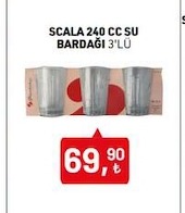 Scala 240 Cc Su Bardağı 3'Lü