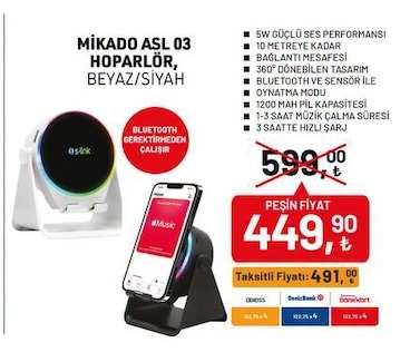 Mikado Asl 03 Hoparlör Beyaz/Siyah