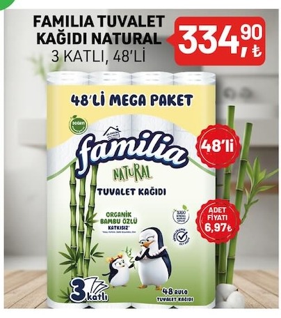 Familia Tuvalet Kağıdı Natural 3 Katlı, 48'Li