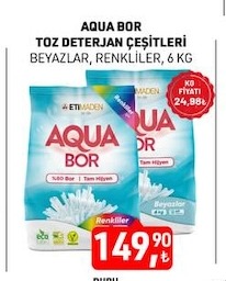 Aqua Bor Toz Deterjan Cesitleri Beyazlar, Renkliler, 6 Kg