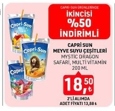 Capri Sun Meyve Suyu Cesitleri Mystic Dragon Safari, Multi Vitamin 200 Ml