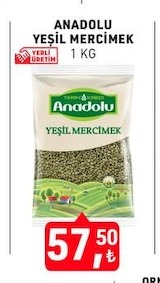 Anadolu Yeşil Mercimek 1Kg