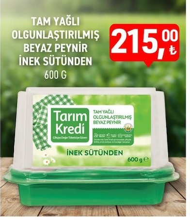 Tam Yağli Olgunlaştirilmiş Beyaz Peynir İnek Sütünden 600 G