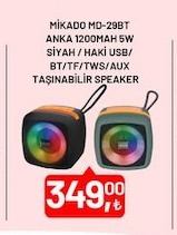 Mikado Md-29Bt Anka 1200Mah 5W Siyah / Haki Usb/ Bt/Tf/Tws/Aux Taşınabilir Speaker