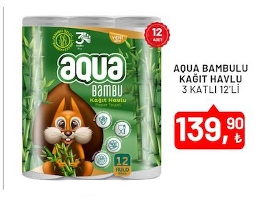 Aqua Bambulu Kağıt Havlu 3 Katlı 12'Li