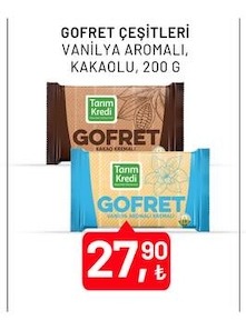 Tarm Kredı Gofret Çesitleri Vanilya Aromalı, Kakaolu 200G