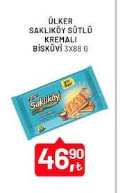 Ülker Saklıköy Sütlü Kremali Bisküvi 3X88G
