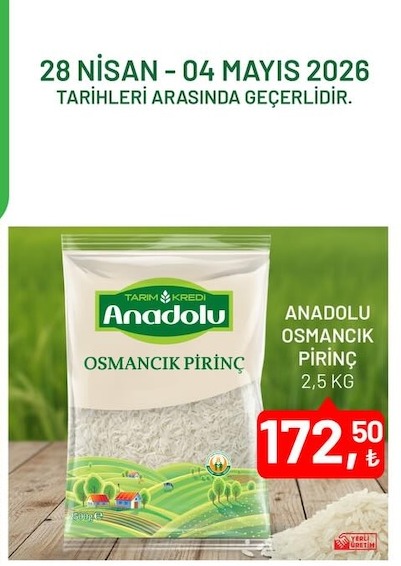 Tarim Kredi Anadolu Osmancik Pirinc 2.5Kg